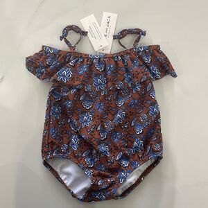 JANIE AND JACK BABY GIRL COLD SHOULDER PAISLEY FLORAL SWIMSUIT 6-12 MONT…
